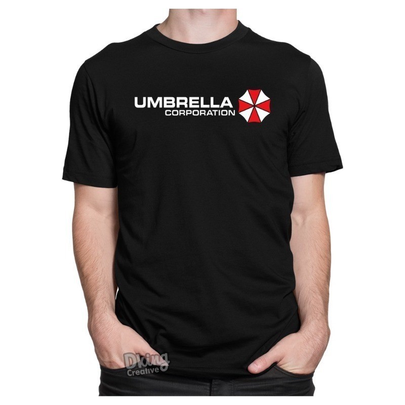 Camiseta Resident Evil Umbrella Corporation Playstation 5 Com Estampa Em Algodão Penteado Slim