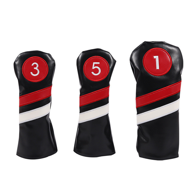 Capa para taco de golfe Conjunto completo de capa de madeira para clube preto branco vermelho