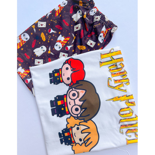 Pijama Baby Doll Manga Curta HP edwiges em Oferta na Shopee