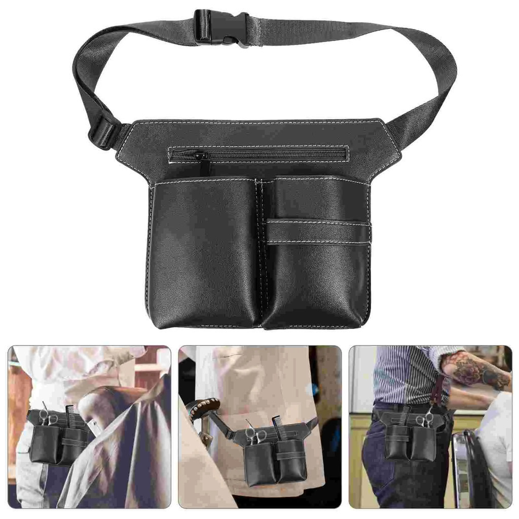 pochete Bolsa para tesoura em pu preto transista e cabeleira