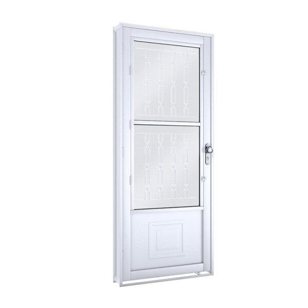 Porta de Aço Postigo 215x90cm com Grade Mosaico e Vidro Mini Boreal Lucasa