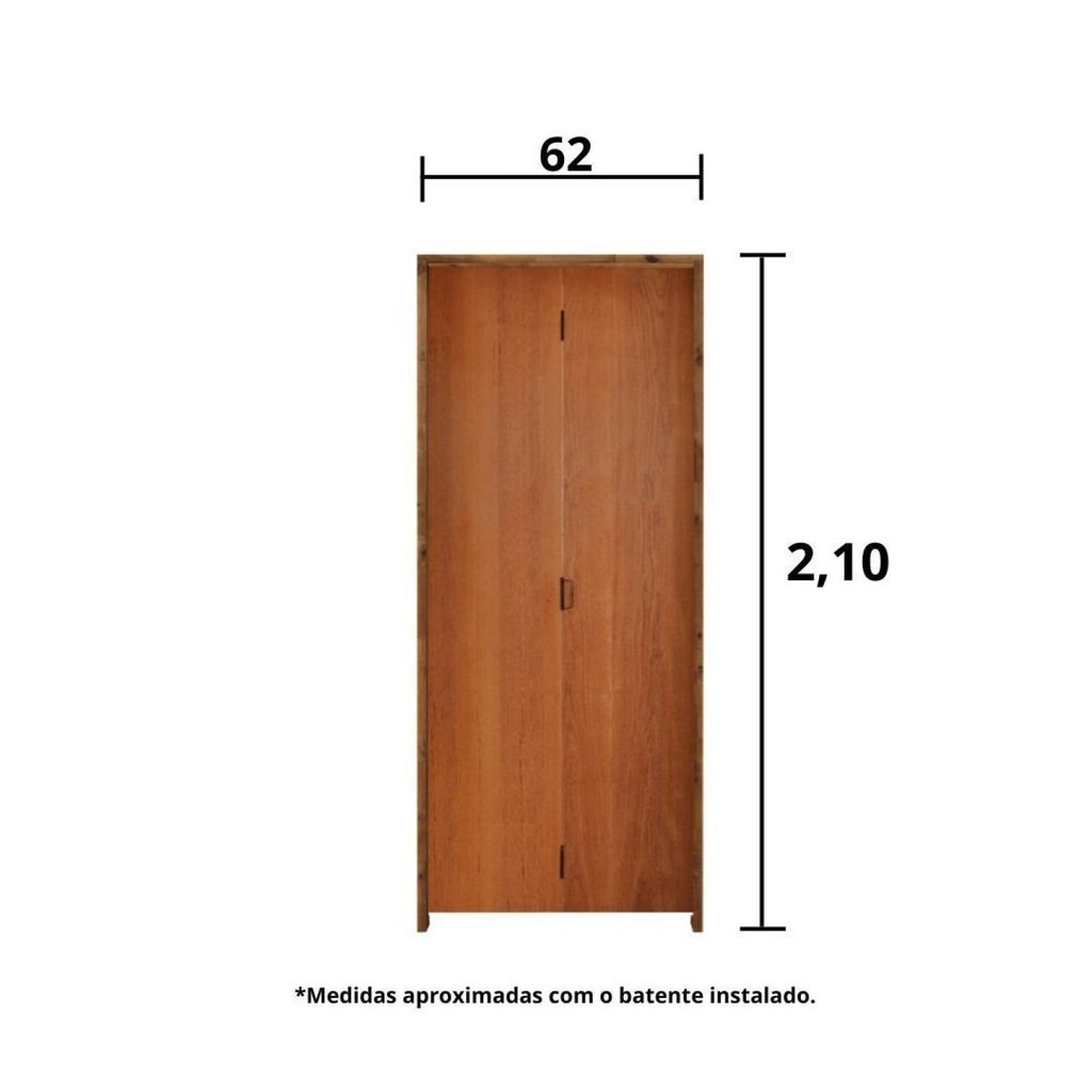 Detalhes do Kit Porta de Madeira Camarão 210x62cm Batente 11cm Rodam