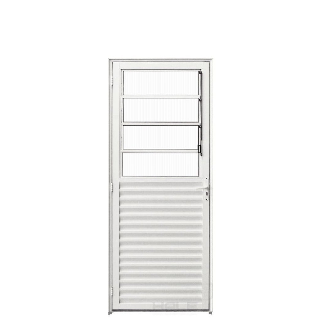 Porta de Alumínio com Basculante 210x70cm Hale Esquadrias Abertura Esquerda Branco em Oferta na Shopee