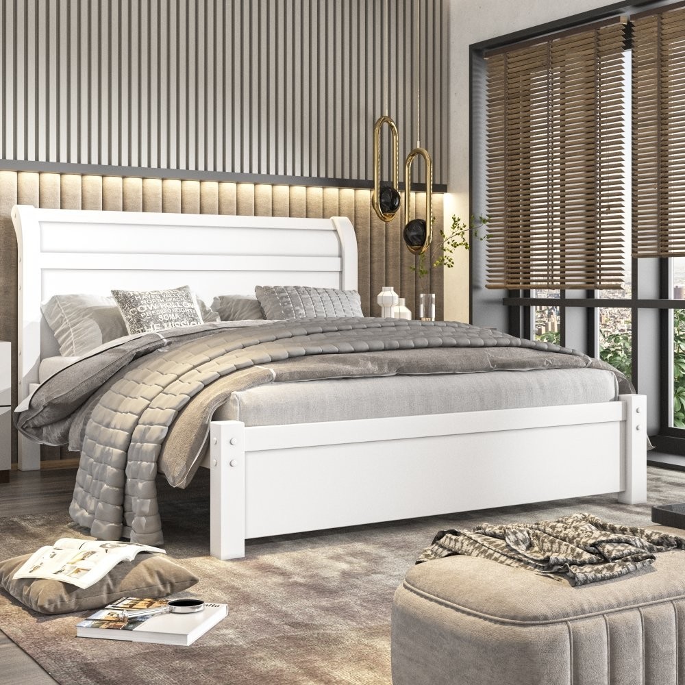 Cama Casal em MDF Madri Espresso Móveis Branco - Home & Living