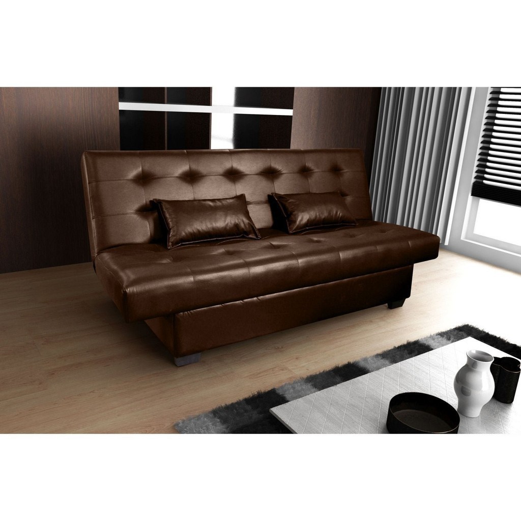 Sofá Cama Reclinável 3 Lugares Laila  Marrom Escuro em Oferta na Shopee