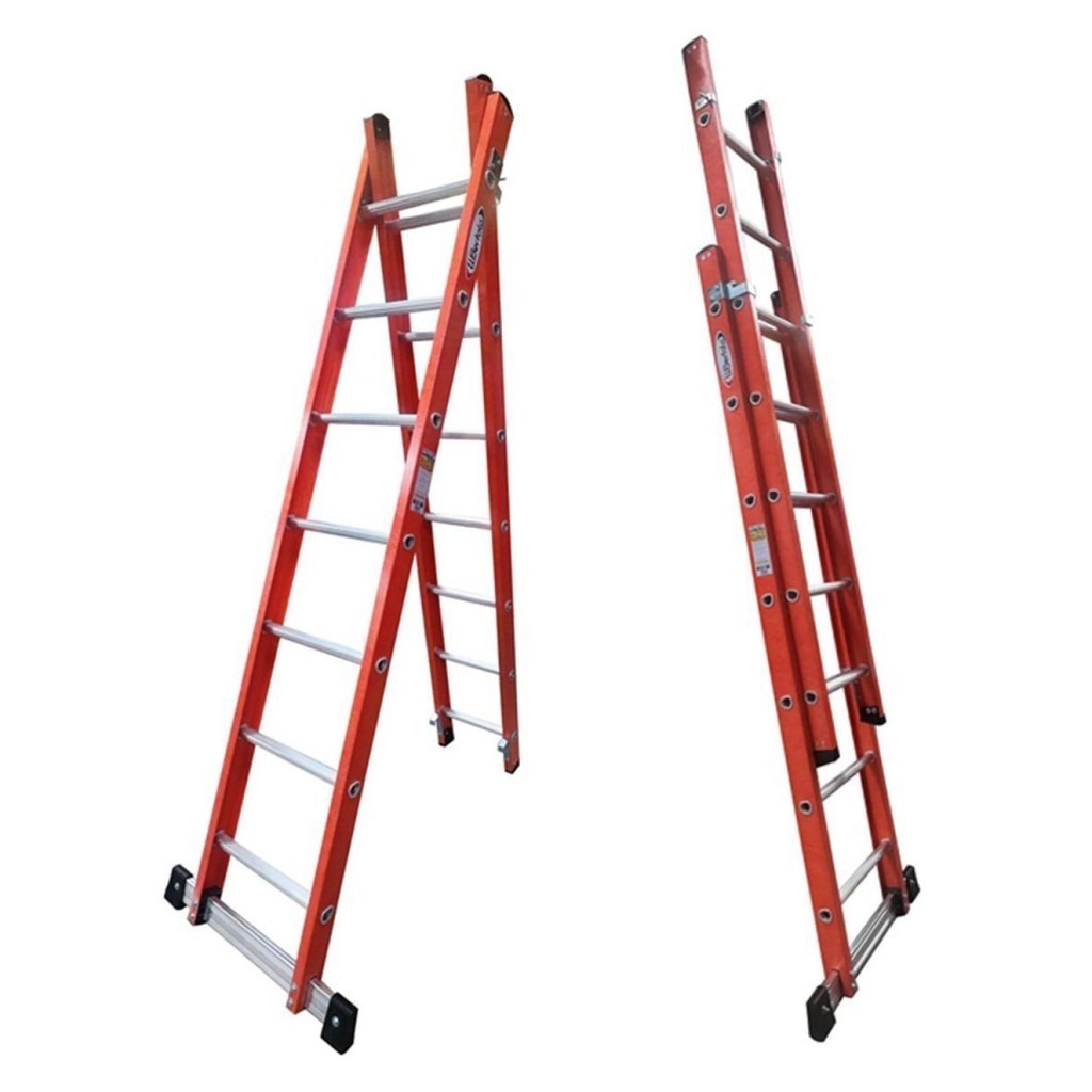 Escada em Fibra Tesoura Extensível 7x12 Degraus 2,20x3,80m WBertolo em Oferta na Shopee