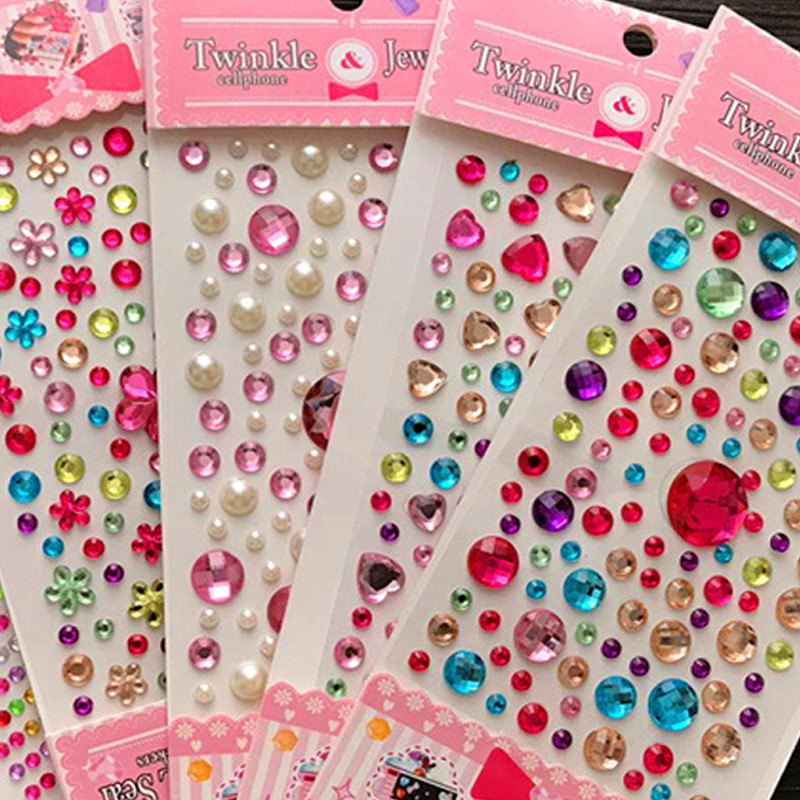 5 Folhas Adesivos Coloridos Transparentes 3D Cristal Diamante Decorativos Material Decorativo De Bricolagem Rhinestone