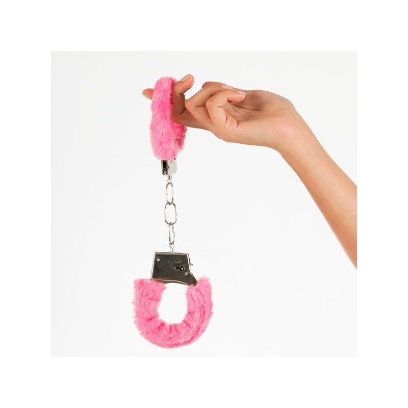 Algemas Metal Com Pelúcia Rosa
