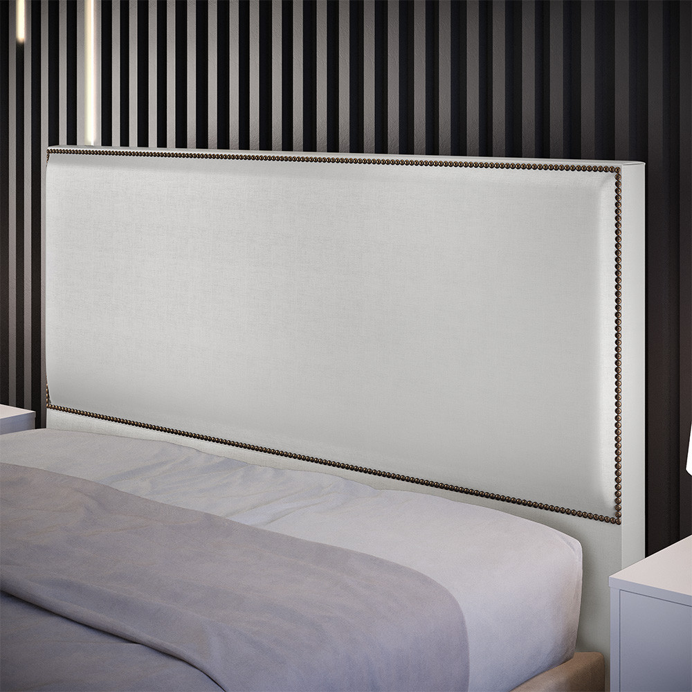 Cabeceira Box Queen Com Tachas 160 cm Vicenza L02 Facto Cinza Metalizado - Lyam Decor