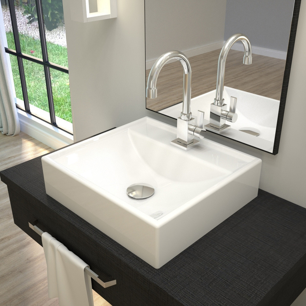 Cuba de Apoio Quadrada Para Banheiro Lavabo C01 Q39W Branco - Lyam Decor