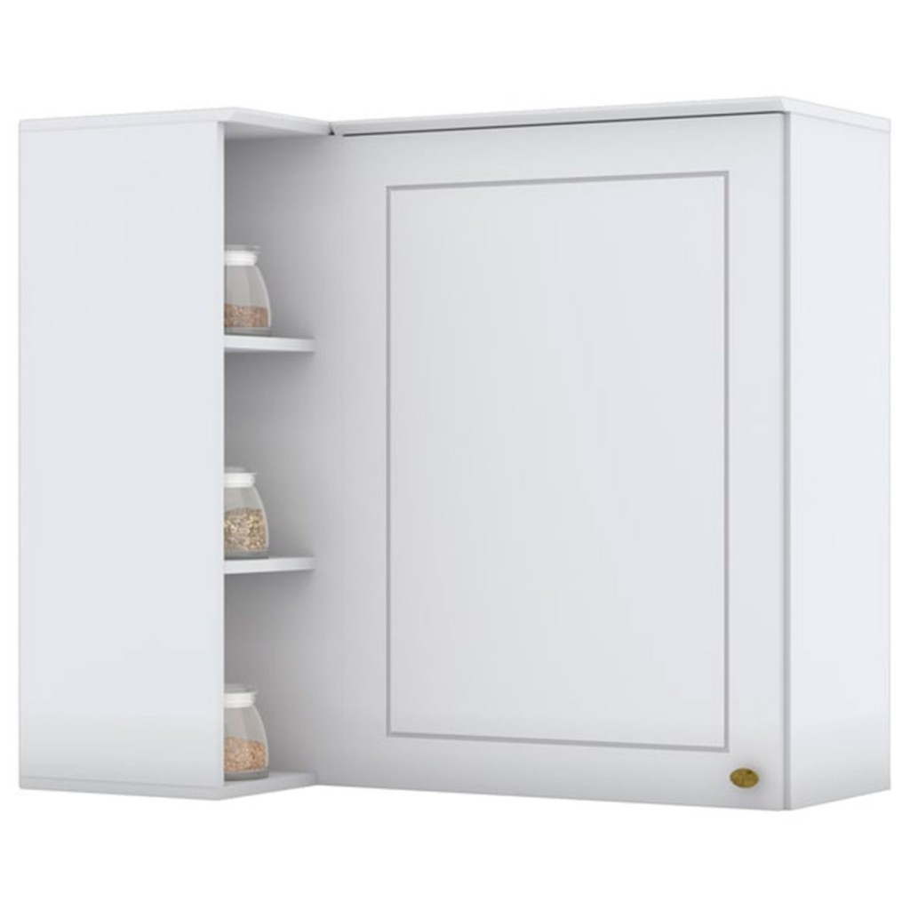 Armário Aéreo Cozinha Canto Nova York 1 Porta 2 Prateleiras Branco Hp - Henn em Oferta na Shopee
