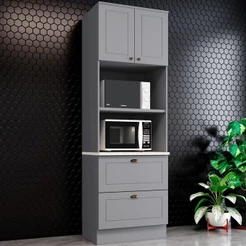 Torre Quente Americana 2 Portas 2 Gavetas 100% Mdf C351 Cinza - Henn