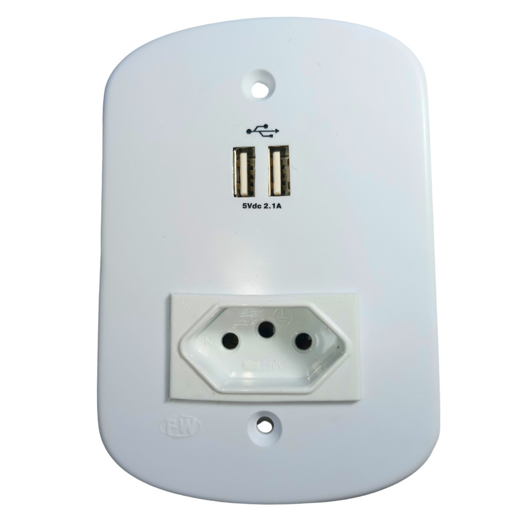 TOMADA USB COM PROTETOR 4x2 PARA RAIOS E SURTOS