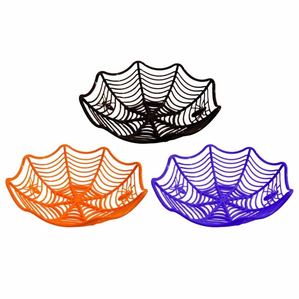 KIT C/3 Cestas Teia de Aranha Halloween Doce Bala Salgado Utilidade Diverso