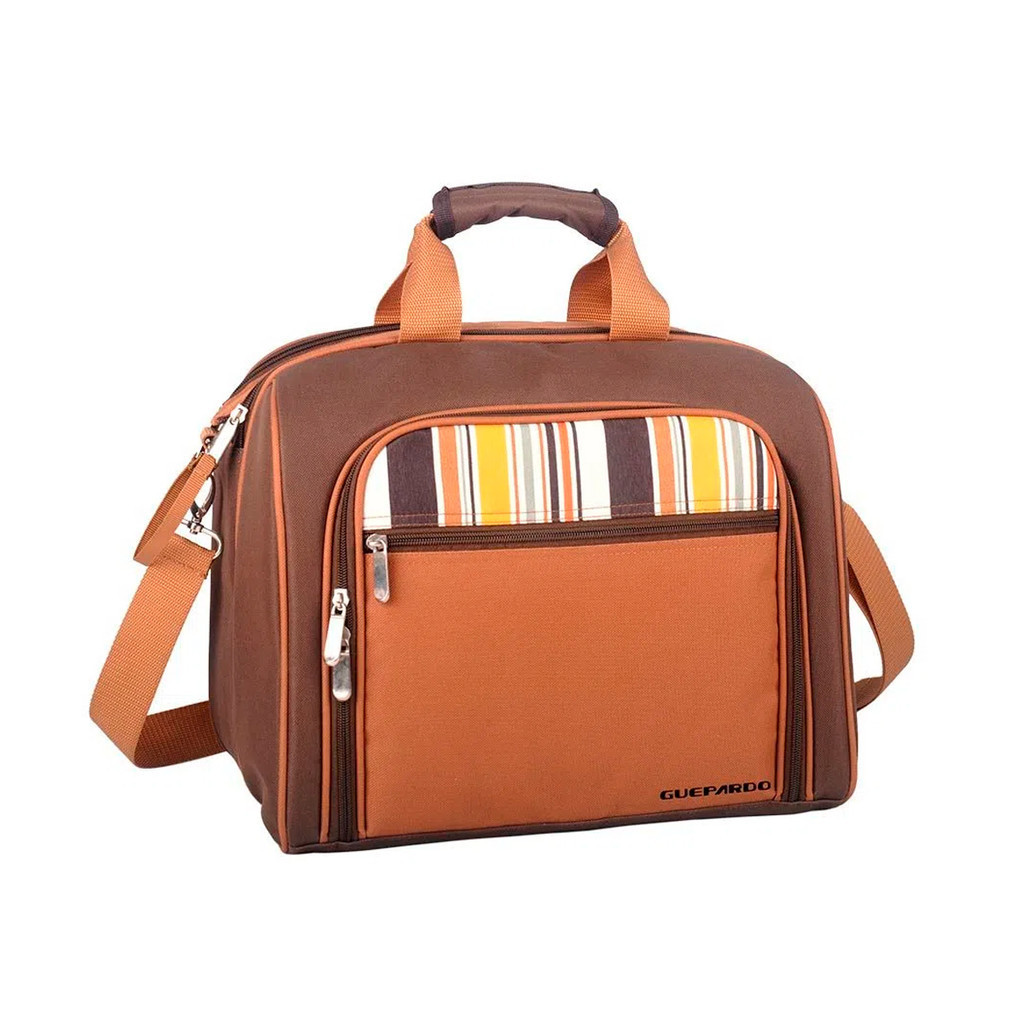 Bolsa Térmica Kit Picnic 4 Pessoas Cozinha Camping Capacidade 17 Litros Talheres Taças Guepardo em Oferta na Shopee