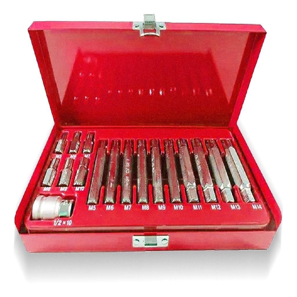 Kit Jogo Chave Bits Torx Ribe Para Cabeçote E Adaptador 1/2