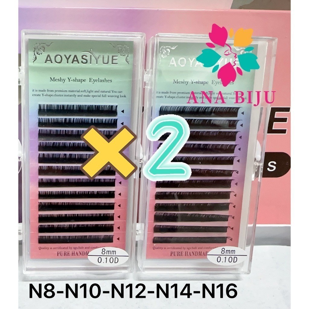KIT 2 CAIXAS Cílios FIO A FIO Meshy Y-Shaped Eyelashes AOYASIYUE 0.10D-INLIS ANA