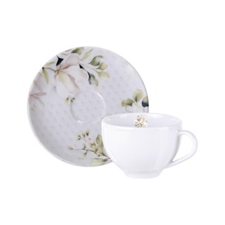 Xícara De Chá Com Pires Tramontina Magnólia 250ml, Porcelana - 96580/063 em Oferta na Shopee