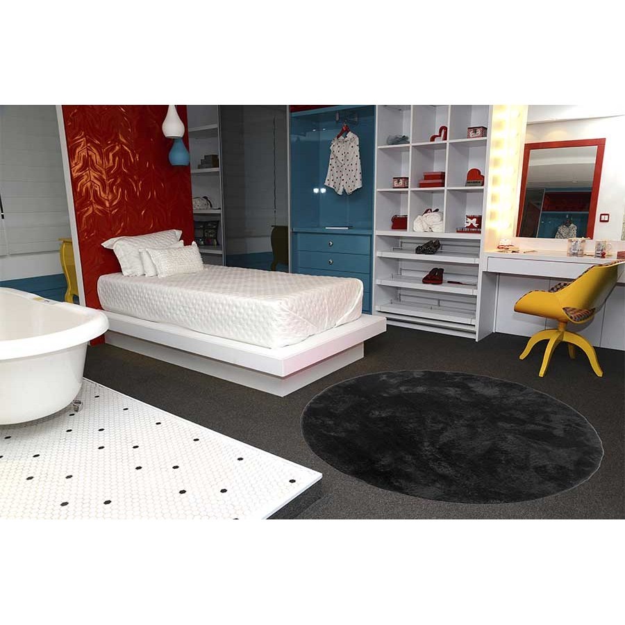 Tapete Redondo 0,80cm  Quarto Sala Escritório Pelo Macio Antiderrapante Peludo