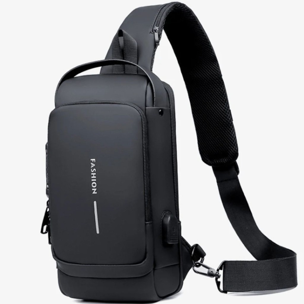 Mochila de Ombro Transversal Compacta Unilateral USB Trava de Código Á prova d'água YIHAN