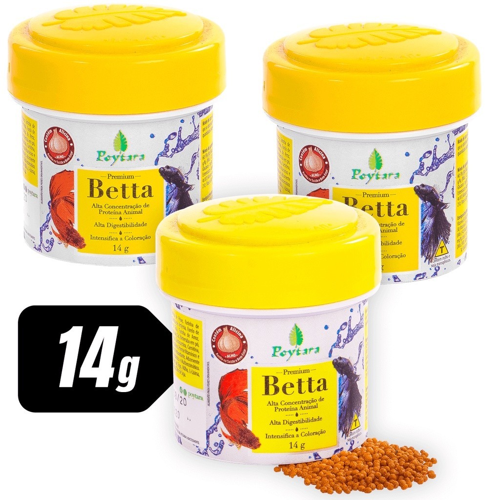 Kit 3 Ração Betta Poytara 14g Premium em Oferta na Shopee