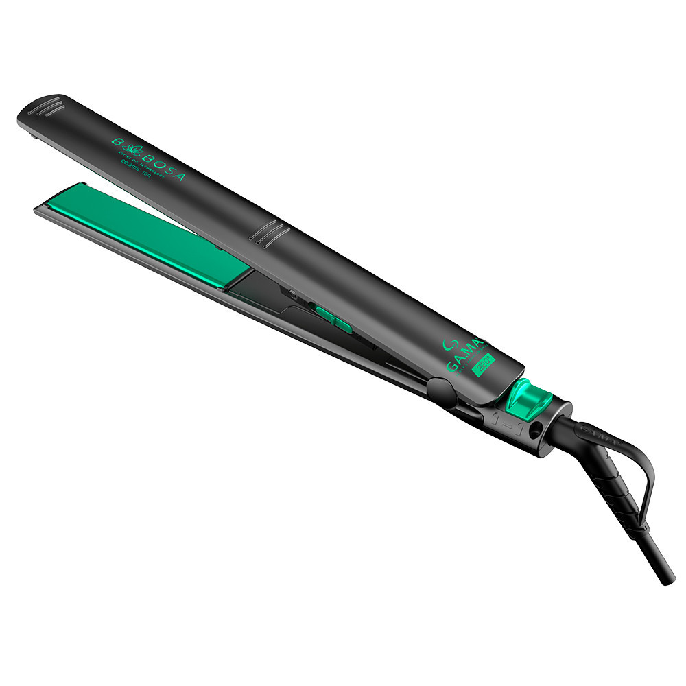 Chapinha/Prancha de Cabelo Gama Elegance Babosa Ceramic Ion com Óleo Essencial Preto/Verde Bivolt