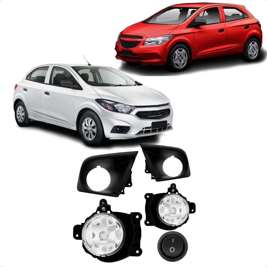 Kit Farol de Milha Onix Joy 2015 a 2016 Moldura Botão Alternativo Tic Tac sem Led Suits - STS763CV