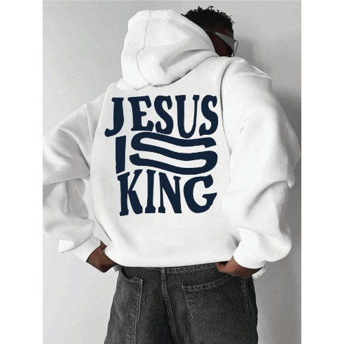 Blusa Moletom Masculino Streetwear Branco Jesus is King Unisex  LANÇAMENTO RELIGIOSO