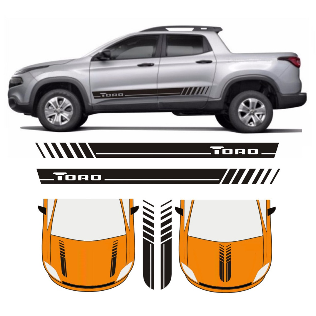Adesivo Lateral Para Fiat Toro Faixa Colante Ft1 E C2 Capô Tuning Esportivo Picape