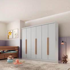 Guarda Roupa Infantil Sofia 100% MDF 6 Portas e 2 Gavetas Moderna Mobília