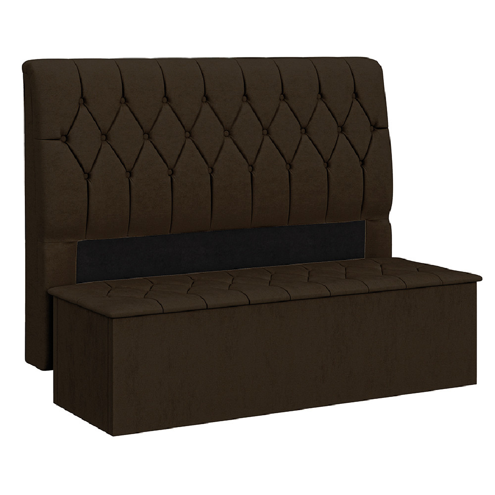 Cabeceira C/calçadeira Baú Istambul Cama Box Queen Chocolate - Home & Living
