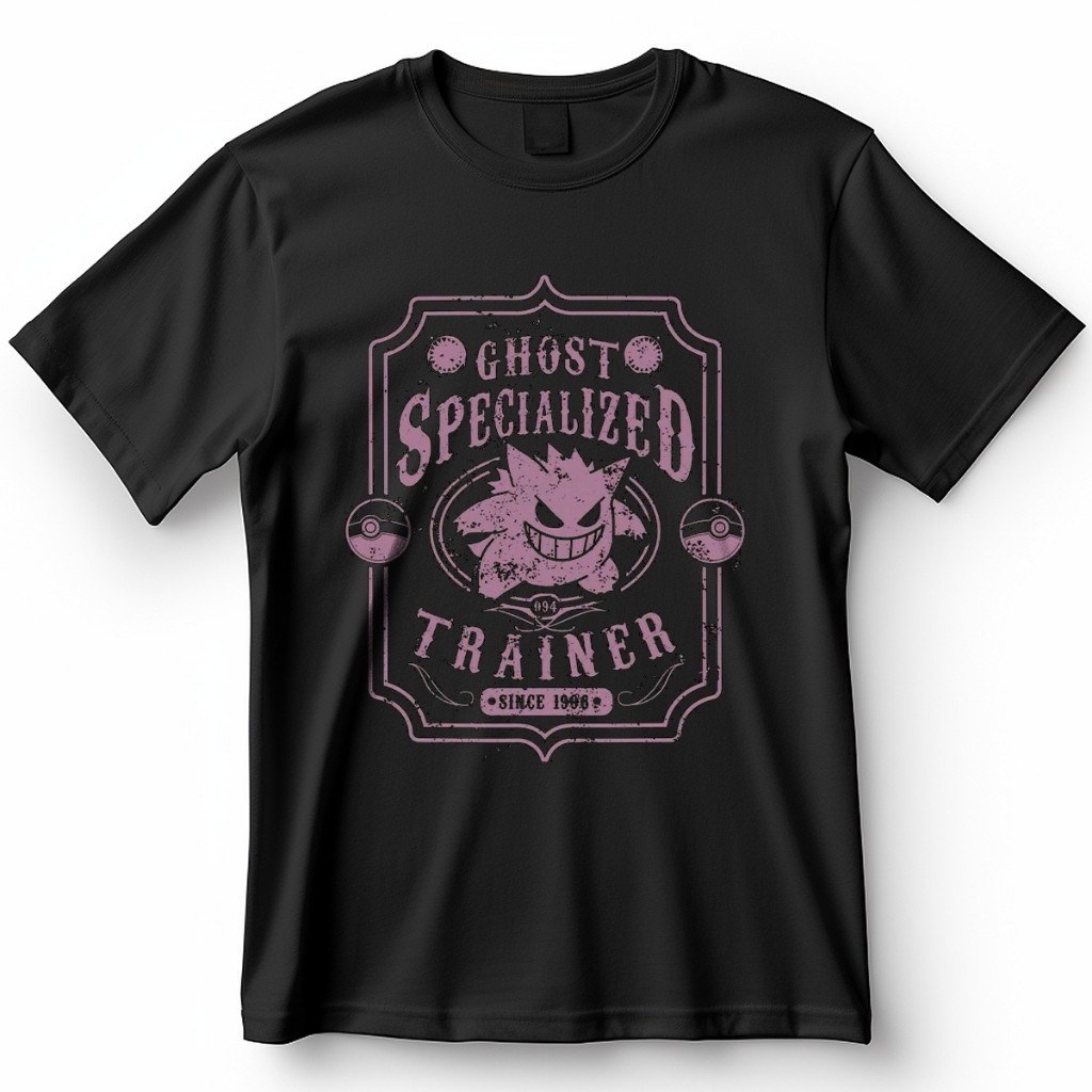 Camiseta Unissex Pokemon Genger Ghost Specialized Trainer Blusa Streetwear De Anime Camisa 100% Algodão top