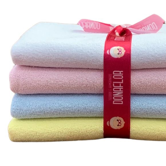 Kit 4Tecidos Atoalhado Felpudinho para Babeiros e Artesanatos - Medida 40x1,10m em Oferta na Shopee