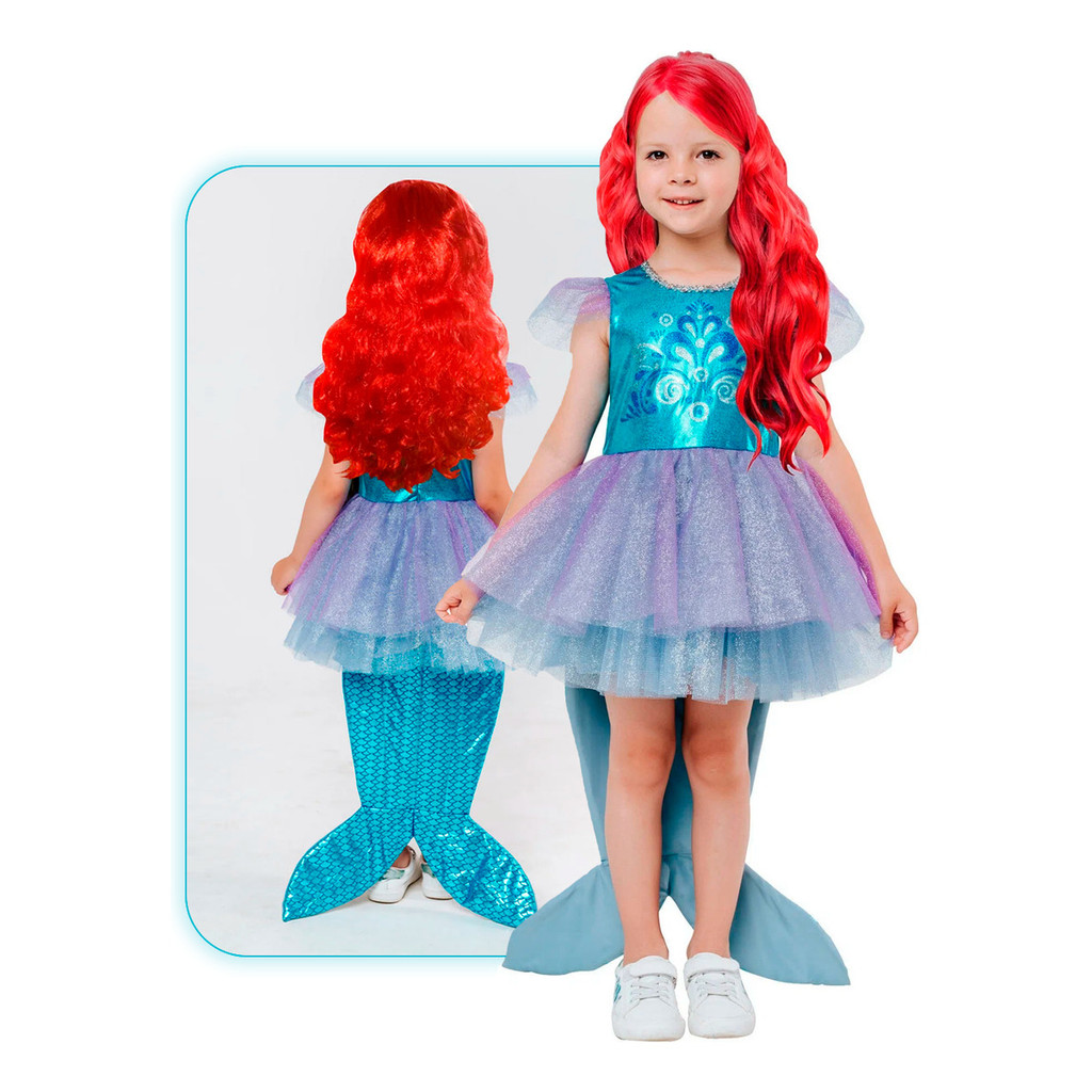 Kit Fantasia LUXO Sereia Ariel Princesa Vestido Festa + Calda Luxo em Oferta na Shopee