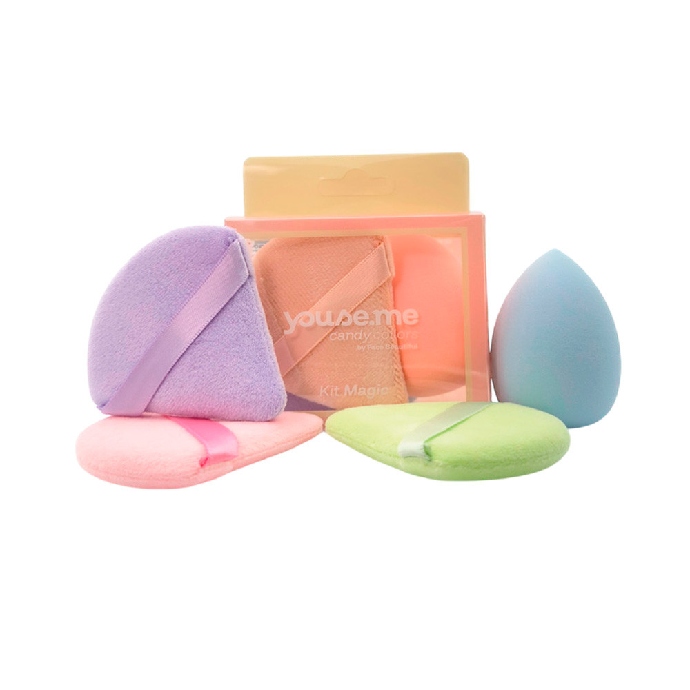 Kit Esponjas Puff Triangulo e Gota Para Maquiagem Youse.me Face Beautiful em Oferta na Shopee