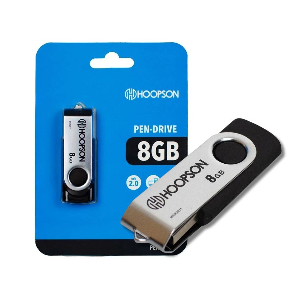 Pen Drive USB 2.0 8GB 6Mbps Preto Hoopson