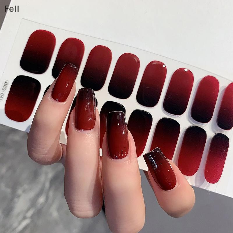 [Fel] 16 Unidades/Folha Adesivo De Esmalte Em Gel Semicured , Creme De Extensão De Longa Duração , Decalque Para Unhas ,