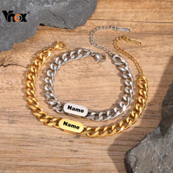 Pulseiras De Corrente Geométrica Robustas Masculinas Personalizadas Vnox , Joias Minimalistas De Aço Inoxidável 18K Que