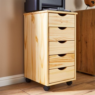 Gaveteiro Escritório Madeira Maciça 5 Gavetas Rodízios Lagos em Oferta na Shopee