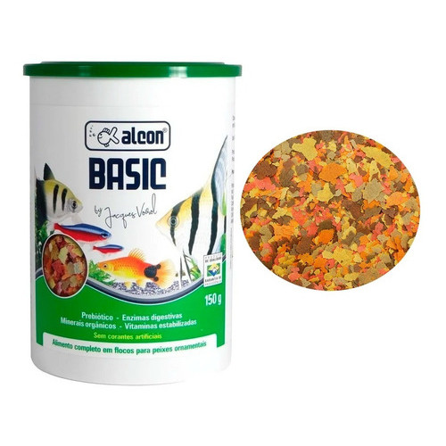 Ração Para Peixes Ornamentais Peixes de Aquario Alimento em Flocos Alcon Basic 150g