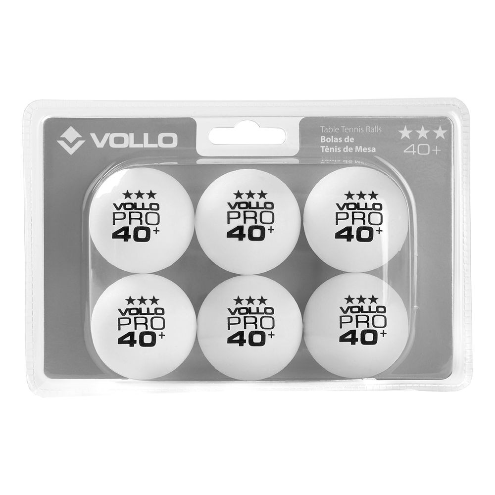Bola de Tênis de Mesa Ping-Pong Branca 3 Estrelas 6 Unidades Vollo - Sports & Outdoors
