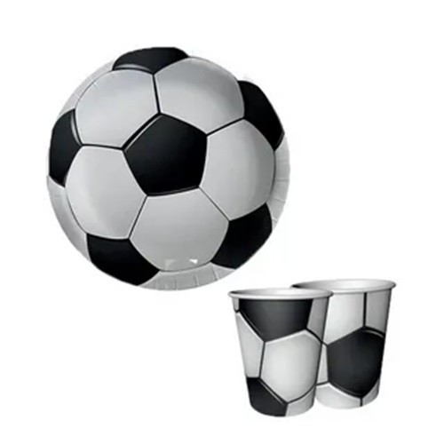 KIT 20 Convidados Pratos Copos De Bola De Futebol Papel Festa Decoração Aniversario Confeitaria em Oferta na Shopee