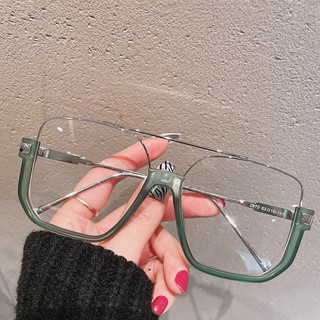 Moldura Semi-Metálica Quadrada Metal Retro-Dimensionada Mulher Limpar Mola Anti-Ray Dobradiça Dupla Ponte Homens Óptica