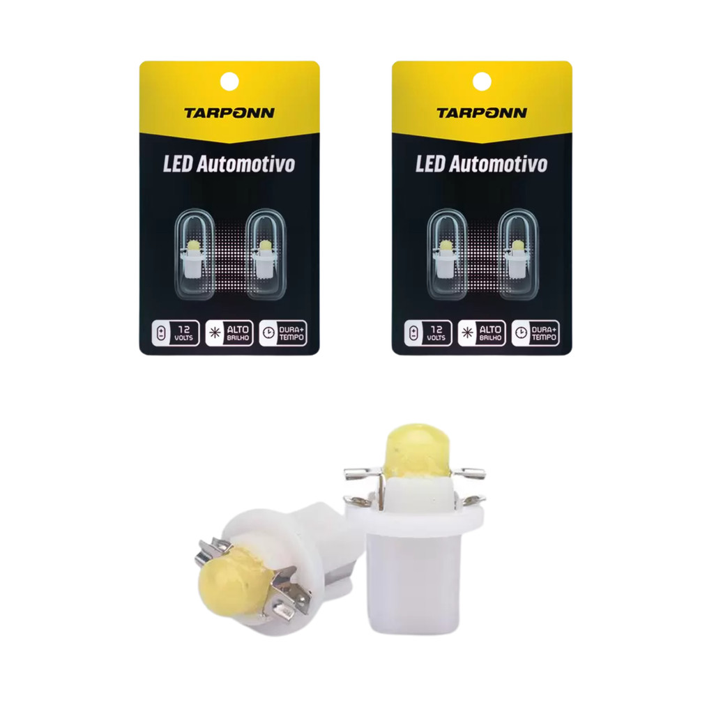 Kit 4 Lâmpadas Led Pinguinho Soquete B8,5d-t5-cob 12v Branca em Oferta na Shopee