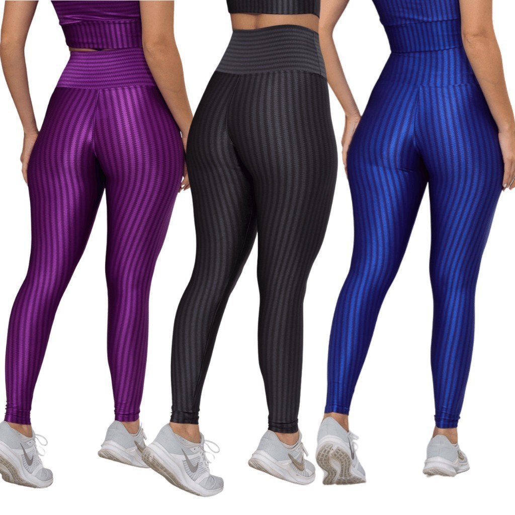 Calça Legging Poliamida, Ótimo Para Academia/ Cintura Alta - Tecido Brilhoso 3D