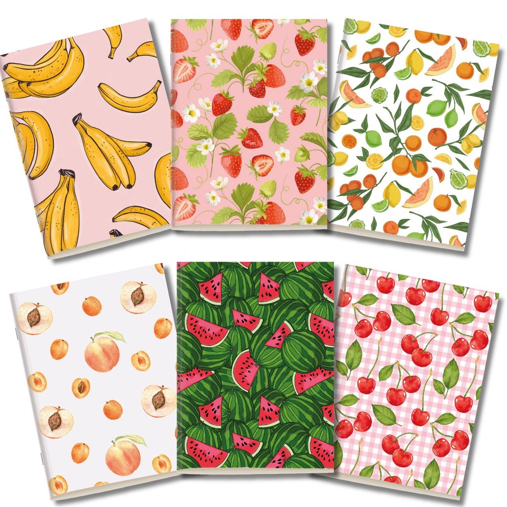 Kit Cadernetas Frutas Capa Flexível 40 Páginas Pólen A5