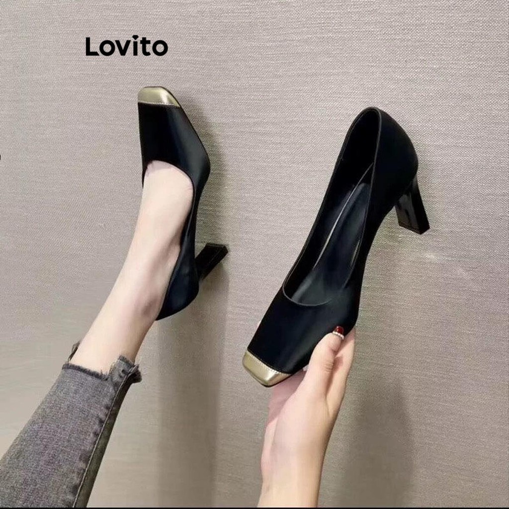 Lovito Salto Colorblock liso elegante para mulheres  LFA66261 - Women Shoes