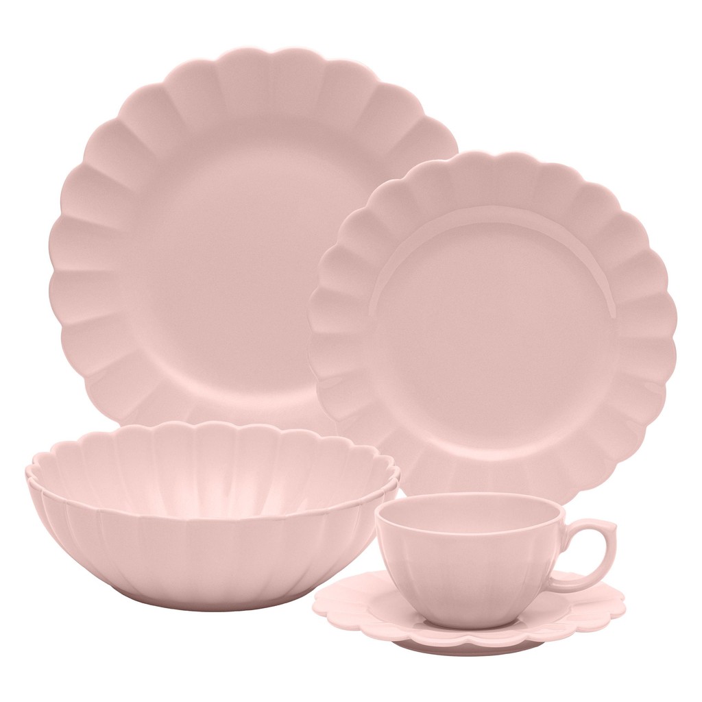 Aparelho de Jantar e Chá 20 Peças Oxford Flora Dália em Oferta na Shopee