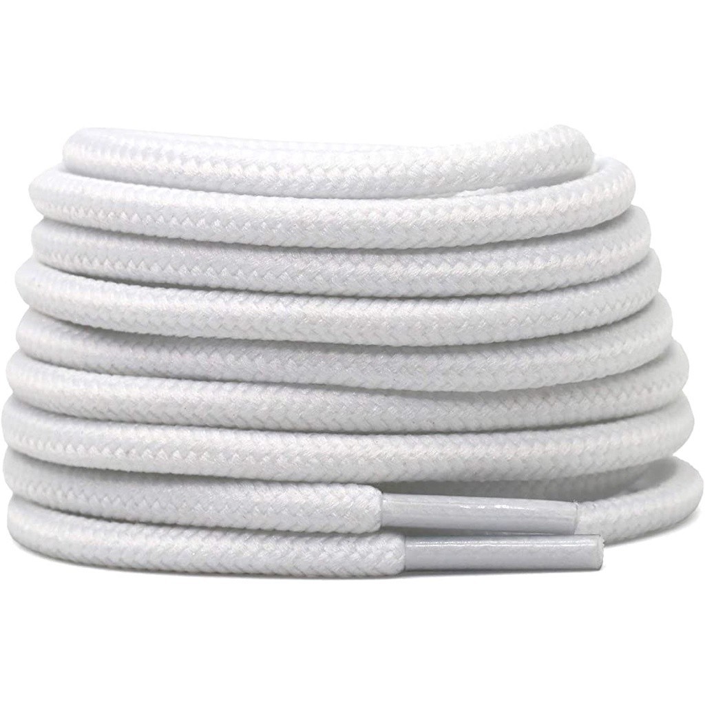 1 Par Atacador Cadarço Redondo Redondo Roliço Para Botas Tênis Branco e Preto 1,20 CM Envio Imediato