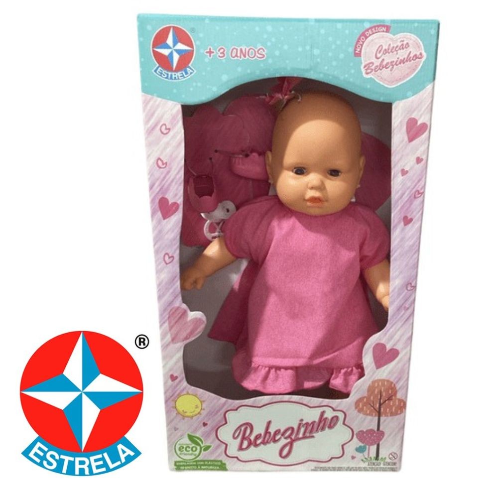 Boneca  Coleção Bebezinho Vestido Rosa ( Estrela  Original ) 50 cm